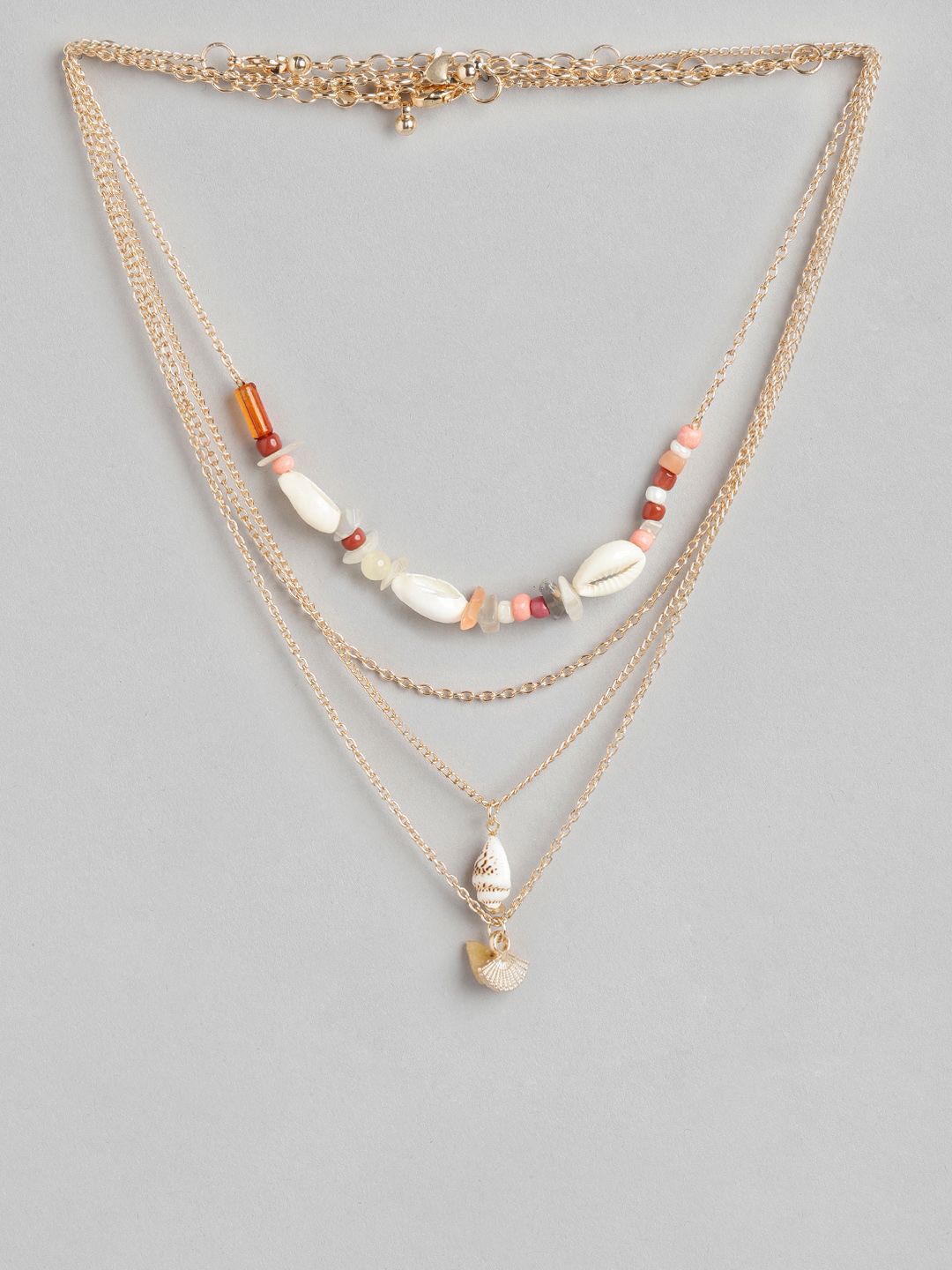 DEEBACO Gold-Toned & White Rose Gold-Plated Layered Necklace Price in India
