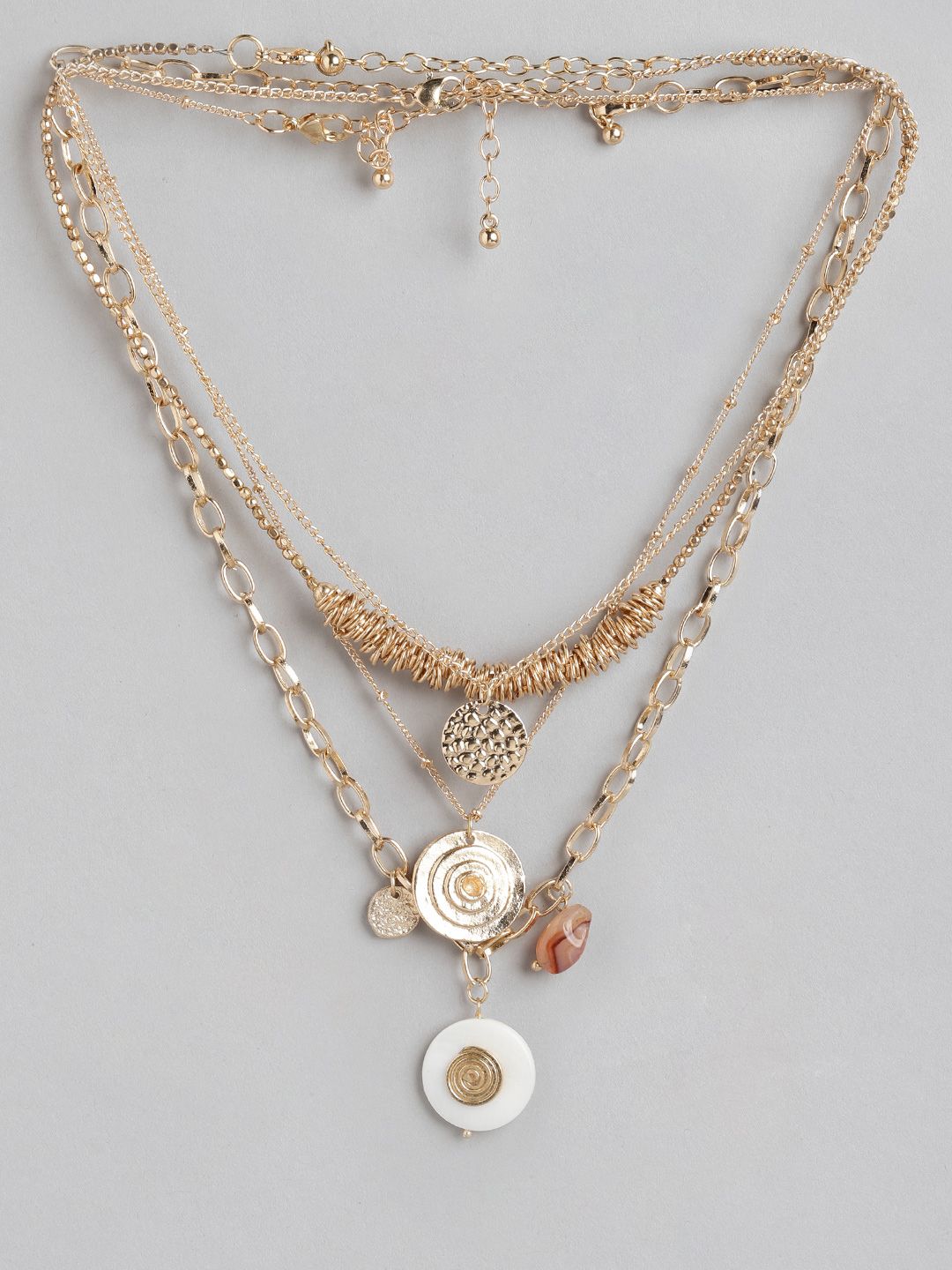 DEEBACO Gold-Toned Rose Gold-Plated Layered Necklace Price in India