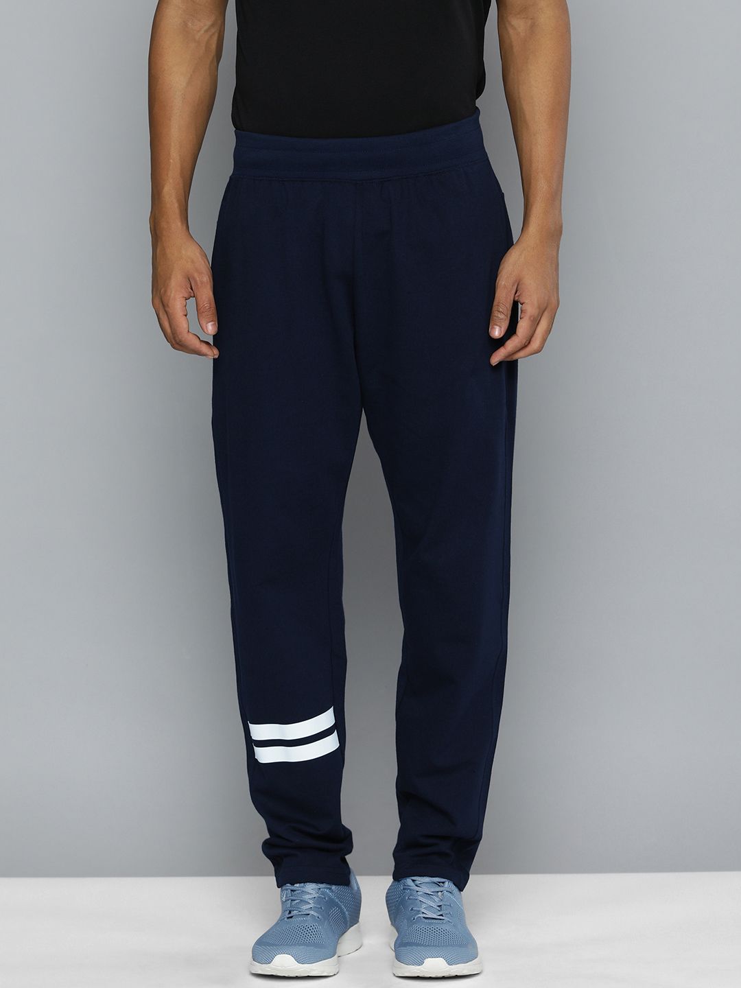 HRX by Hrithik Roshan Men Navy Blue Pure Cotton Solid Track Pants