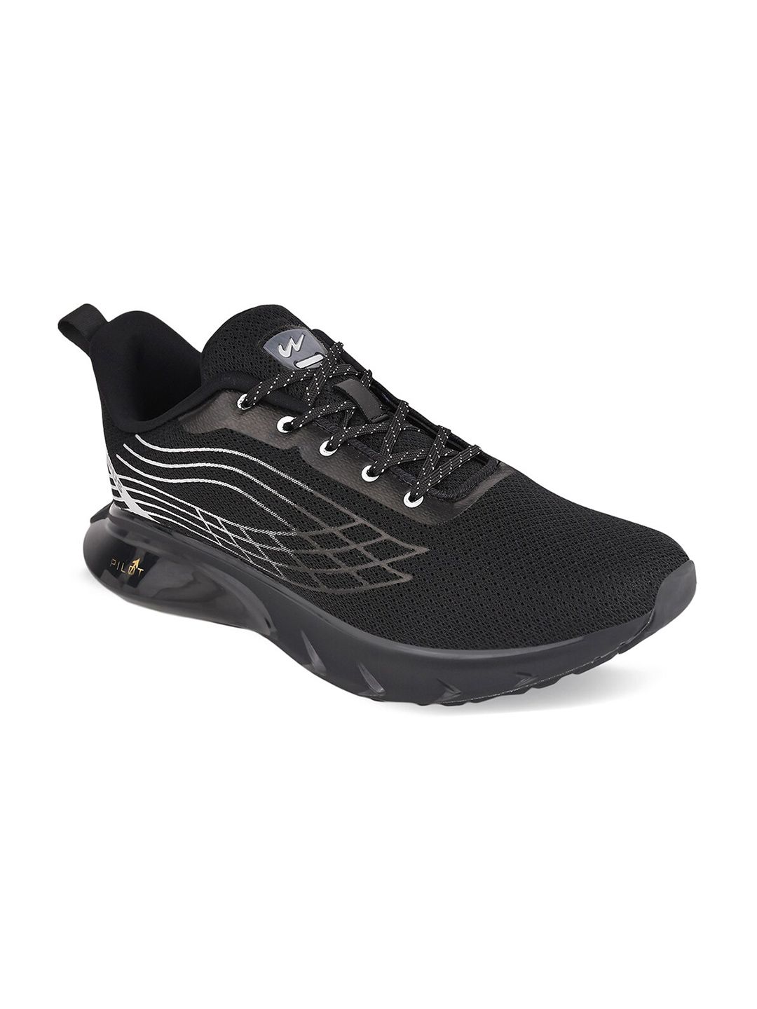 Campus Men KIZER Black Mesh Running Shoes