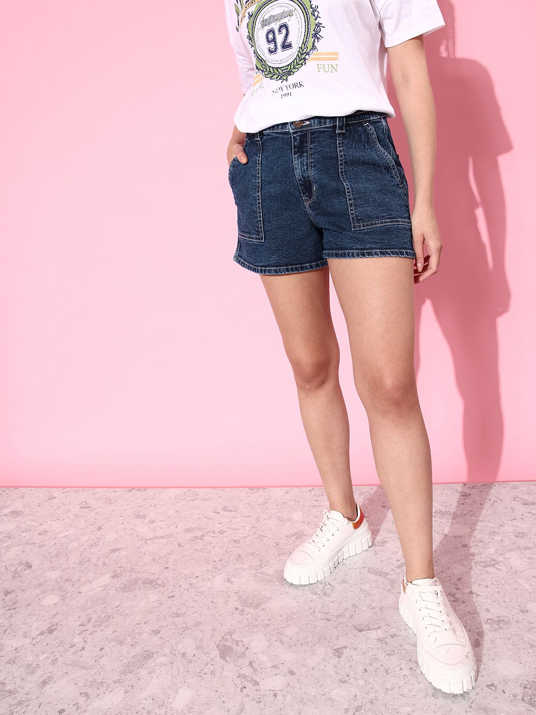 The Roadster Lifestyle Co. Women High-Rise Denim Shorts Price in India