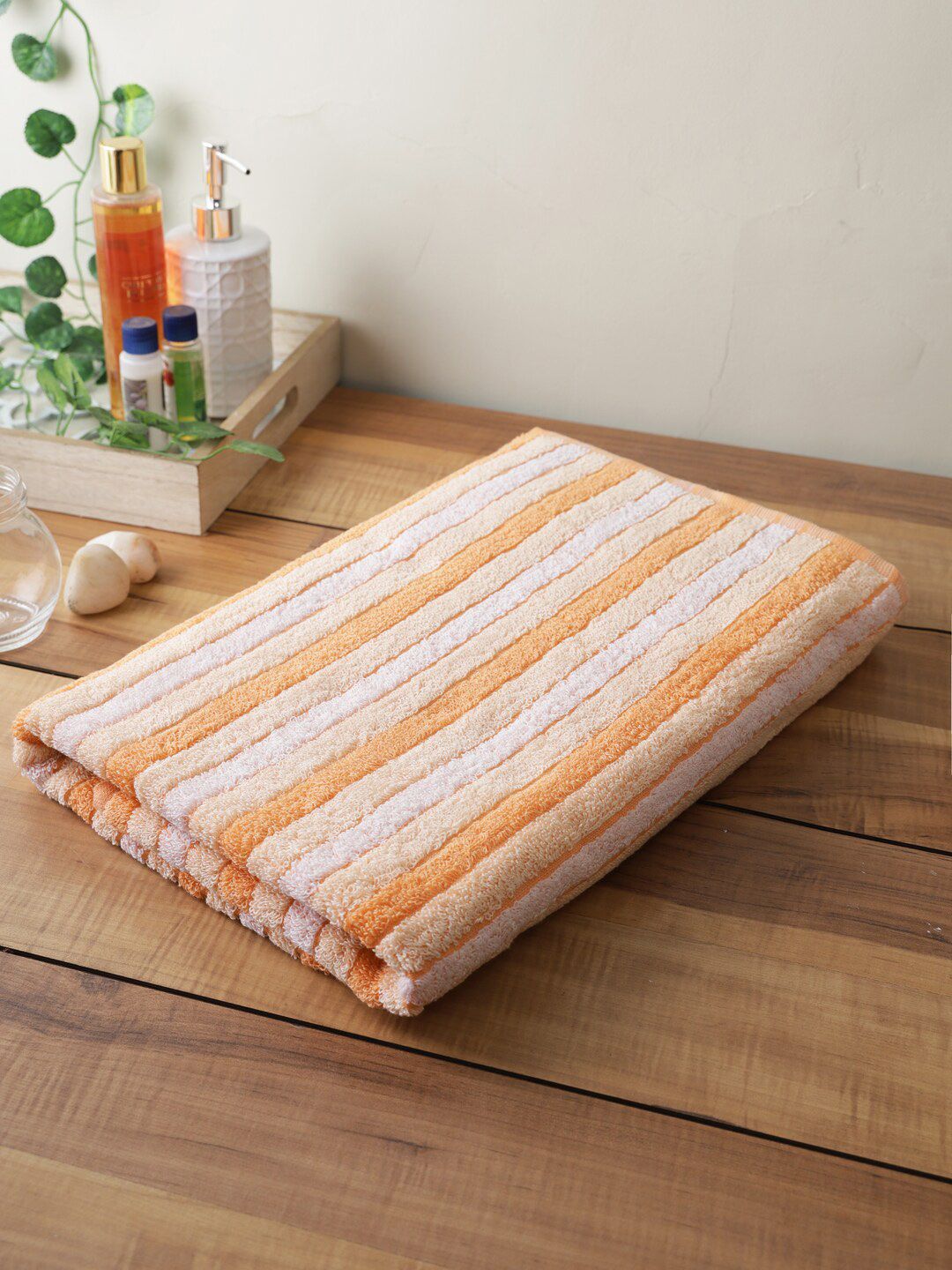Softweave Unisex Peach 450 GSM Cotton Bath Towels Price in India