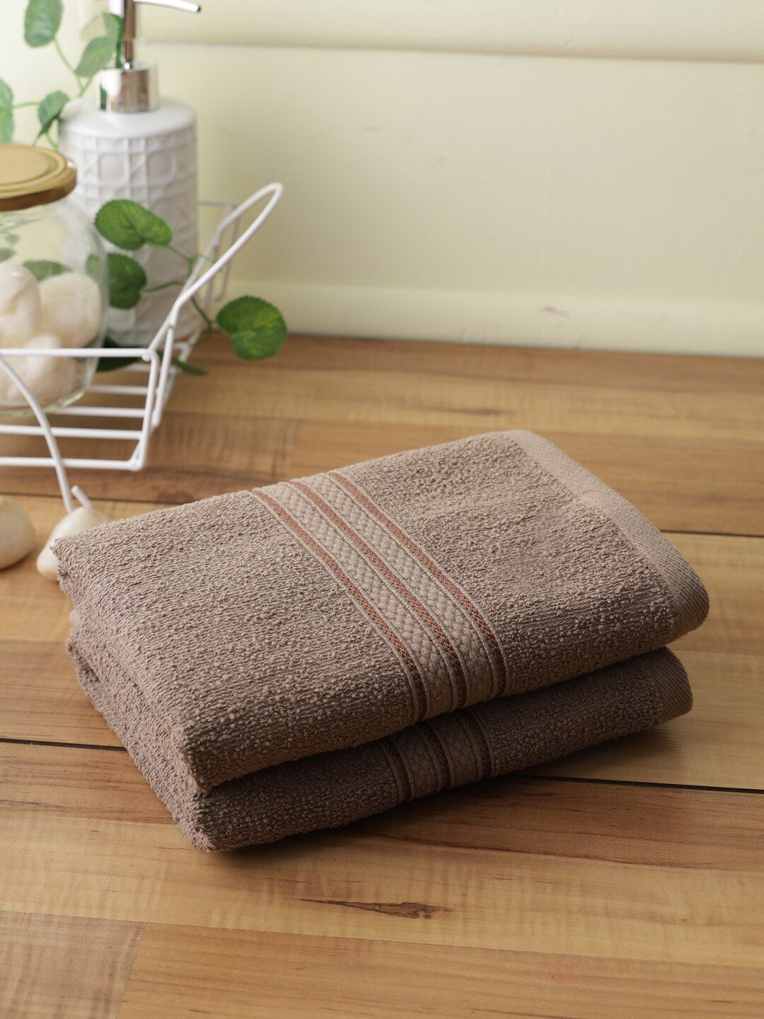 Softweave Set of 2 Brown Hand Towels Price in India