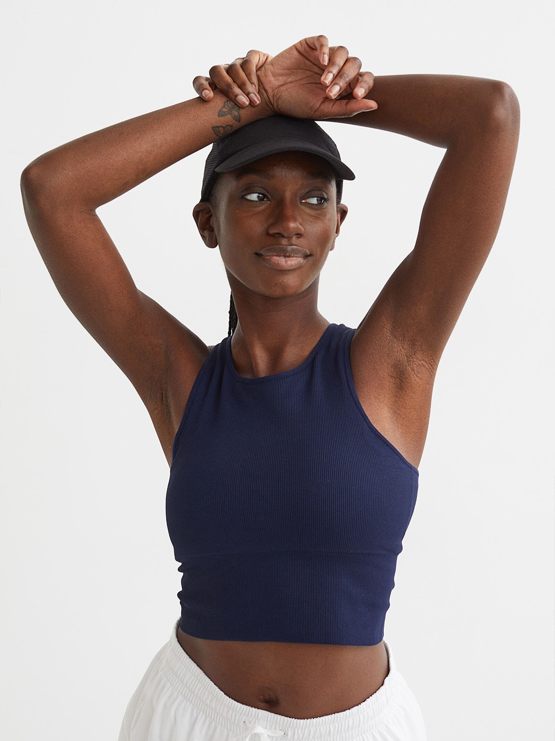 H&M Blue Solid Seamless Sports Bralette Price in India