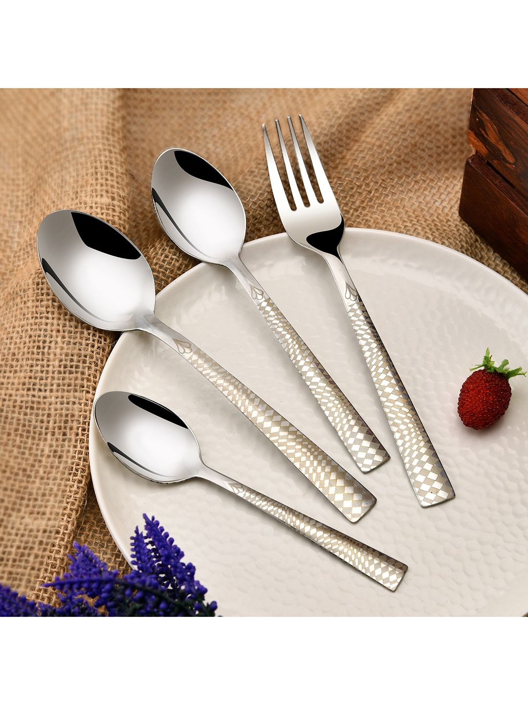 FNS Set of 24 Silver-Toned Mixed Cutlery Set Price in India
