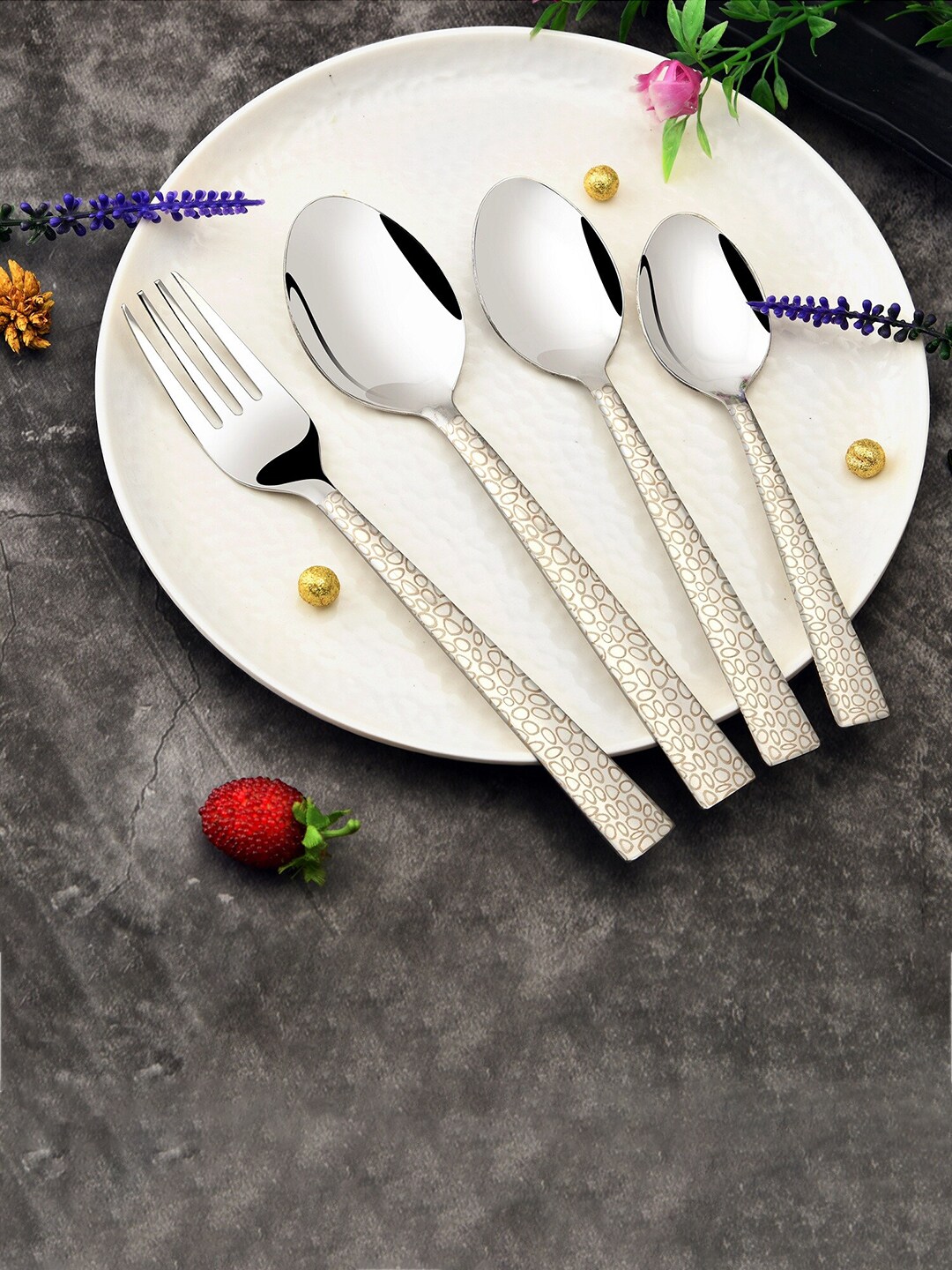 FNS 18 Pieces Silver Toned Stainless Steel Mixed Cutlery Set Price in India