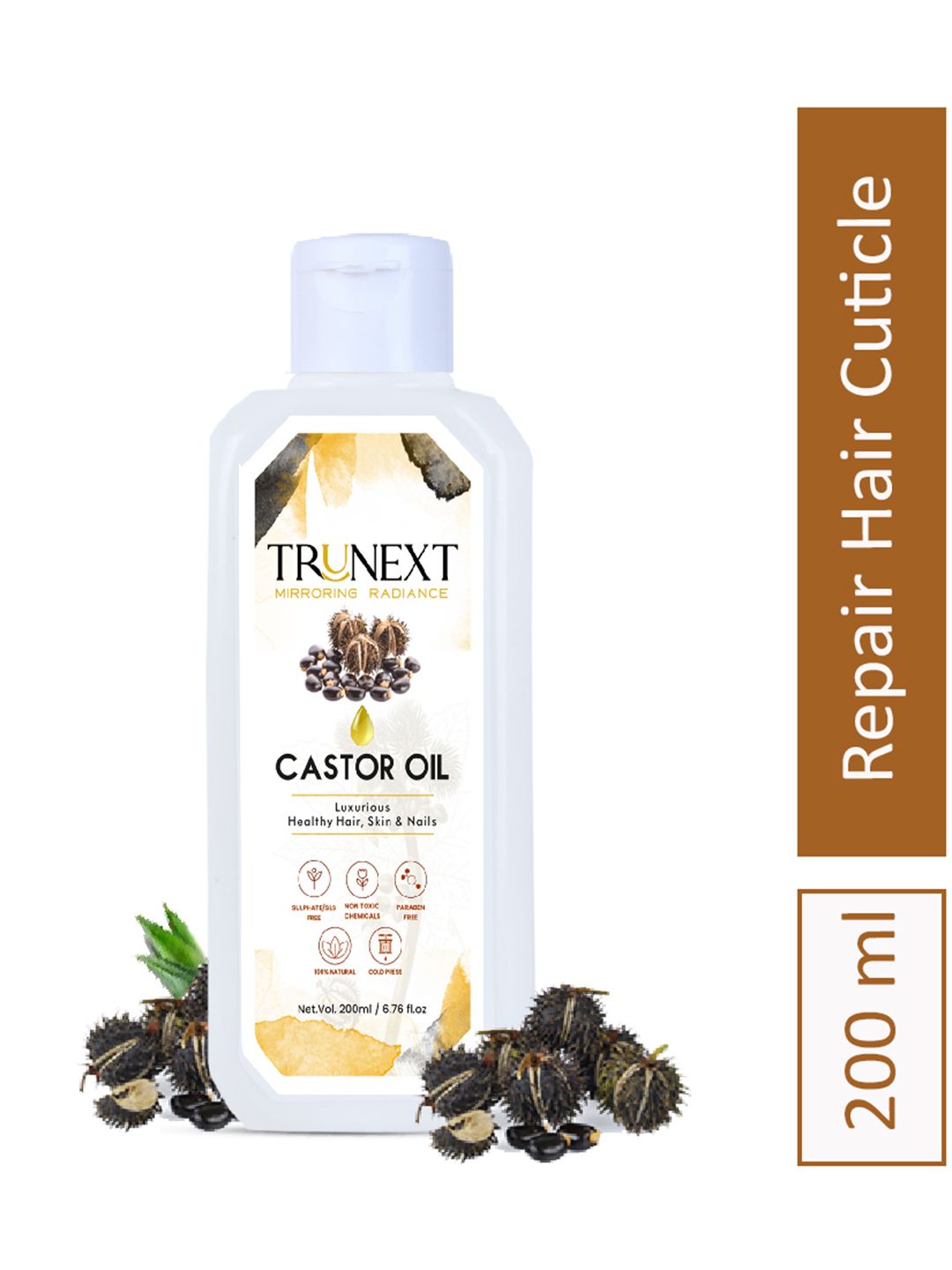 TRUNEXT Cold Pressed Pure Castor Hair Oil 200 ml