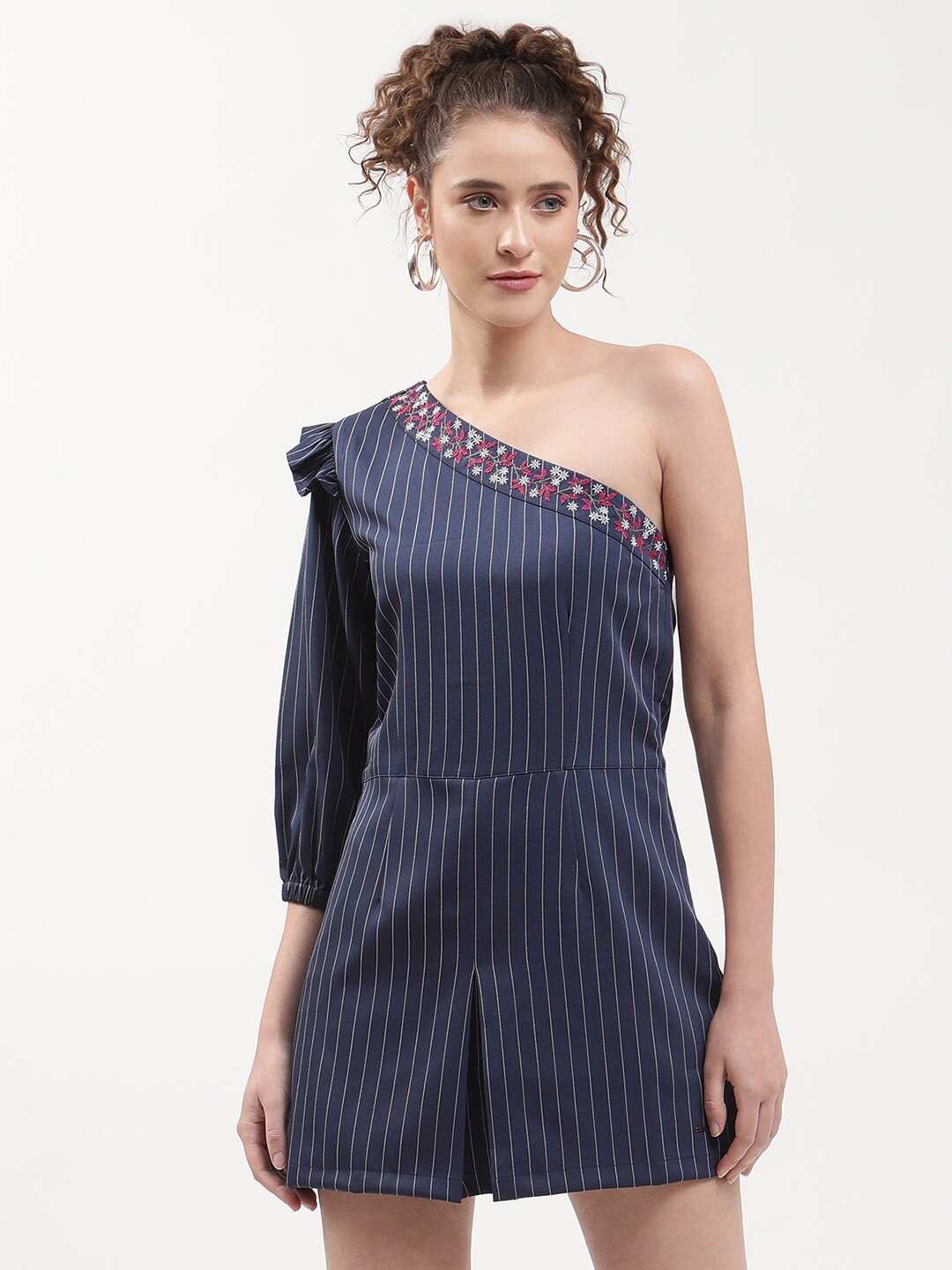 ELLE Navy Blue & White Striped Jumpsuit Price in India