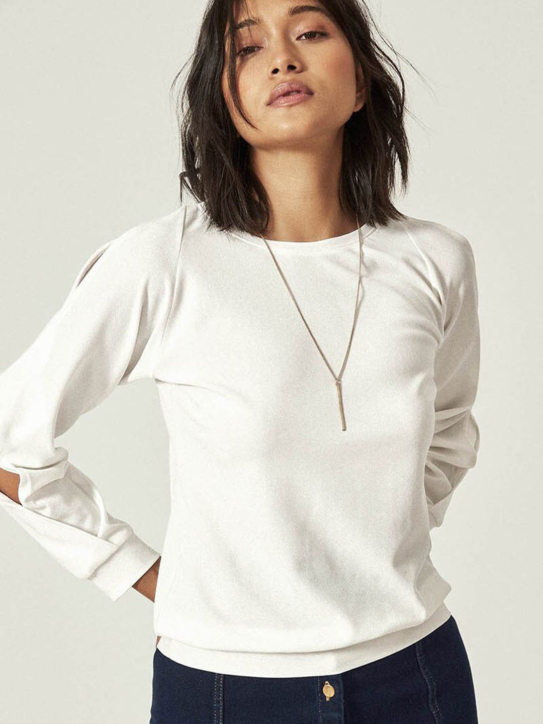 The Label Life Women White Textured Knit Top Price in India