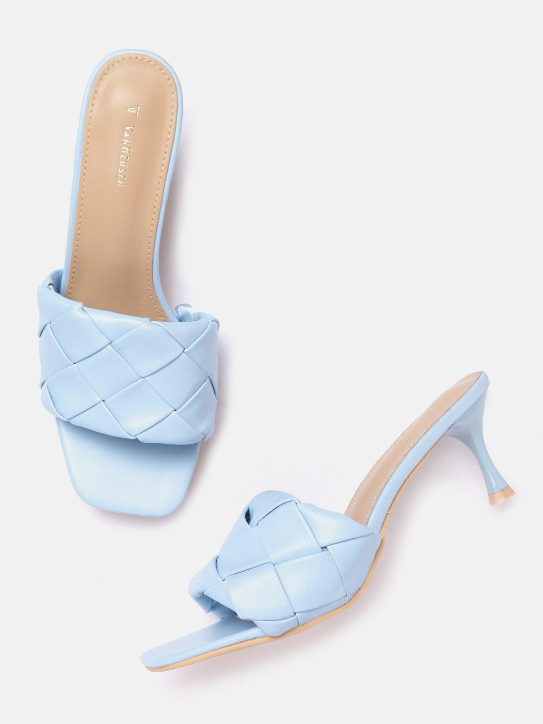 Van Heusen Woman Blue Woven Braided Slim Heels Price in India