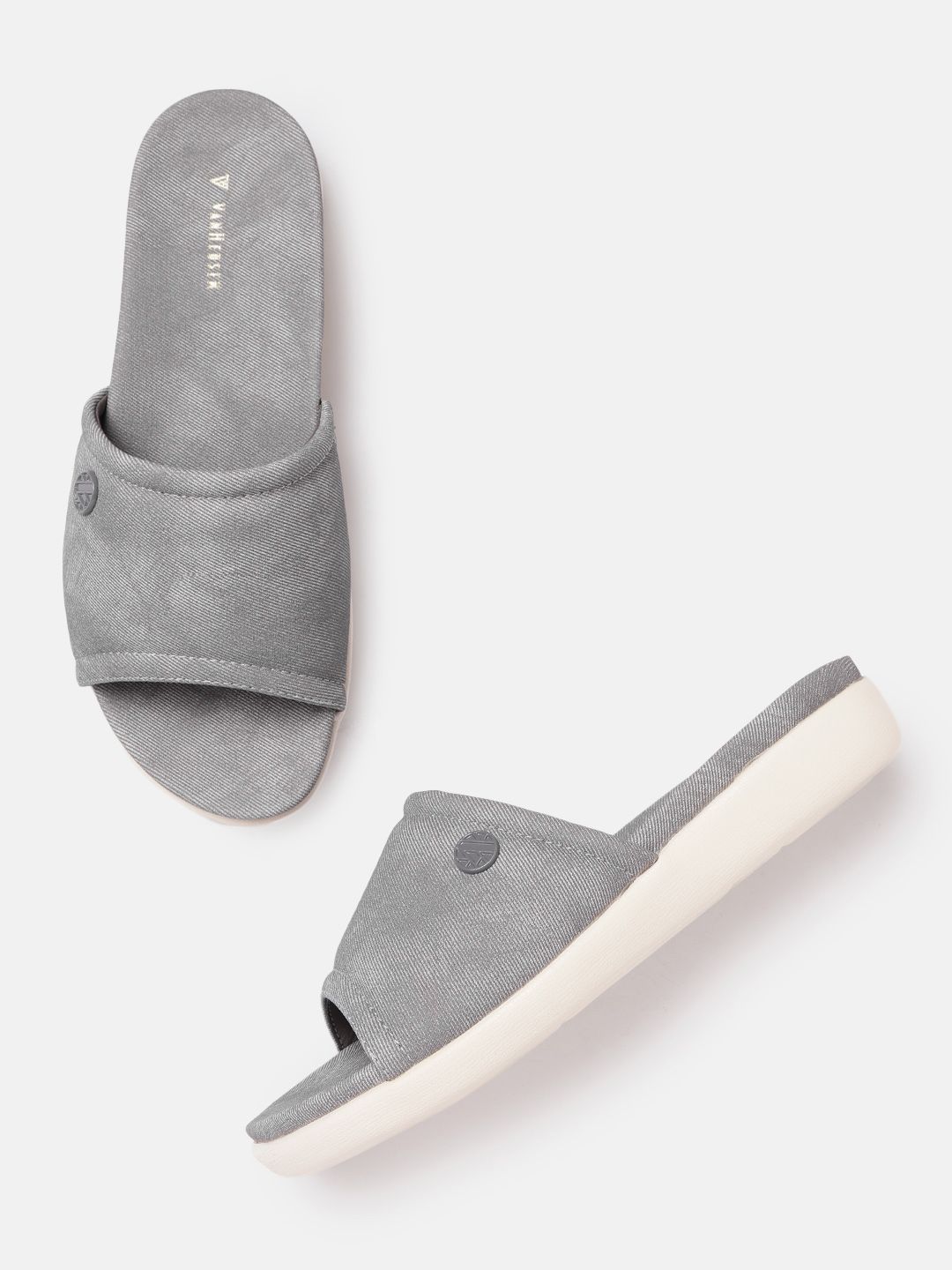 Van Heusen Woman Grey Solid Open Toe Flats Price in India