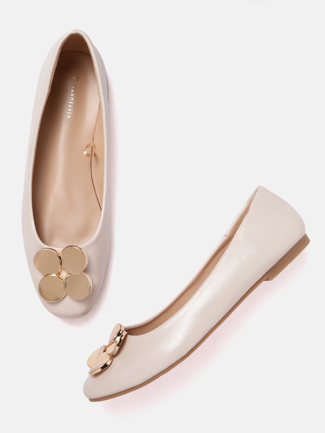 Van Heusen Woman Beige Solid Ballerinas Price in India