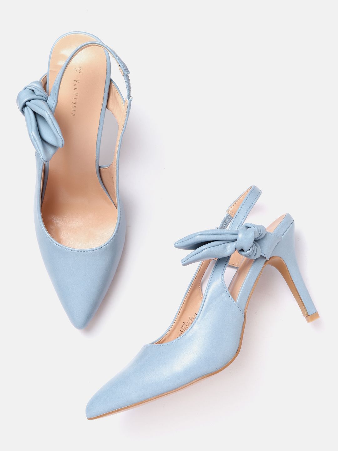 Van Heusen Woman Blue Solid Pumps with Bows Price in India