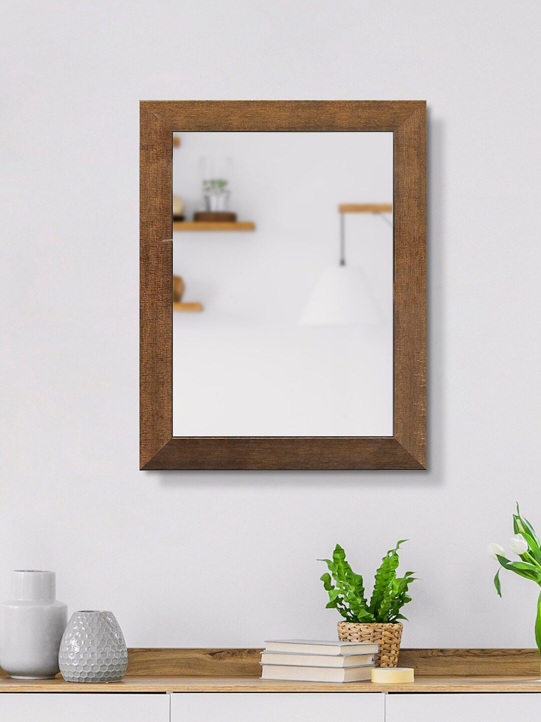 HomeTown Gold-Toned Textured Frame Wall Mirror Price in India