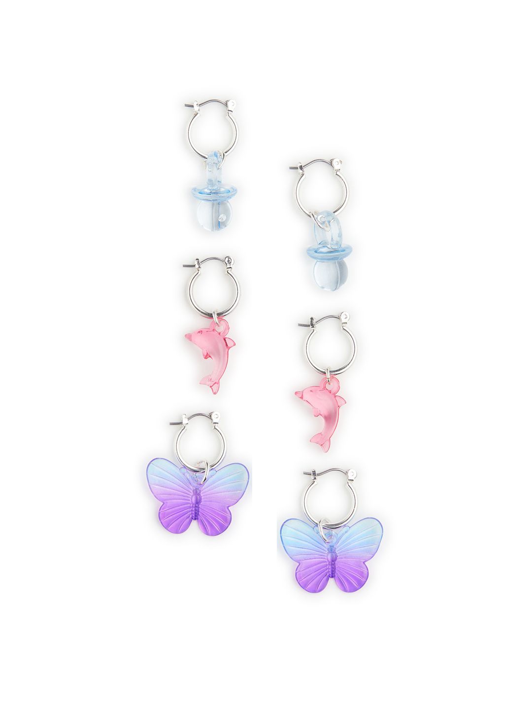 H&M Women Set Of 3 Multicoloured Drop Earrings Price in India