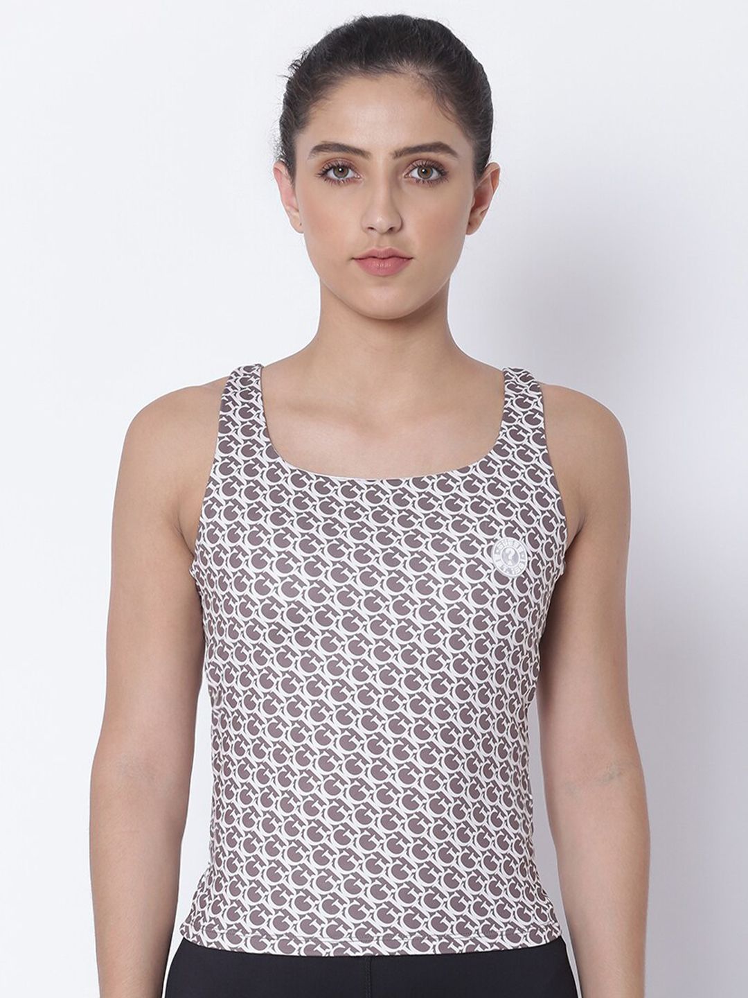 GUESS Green & White Typography Printed Camisole