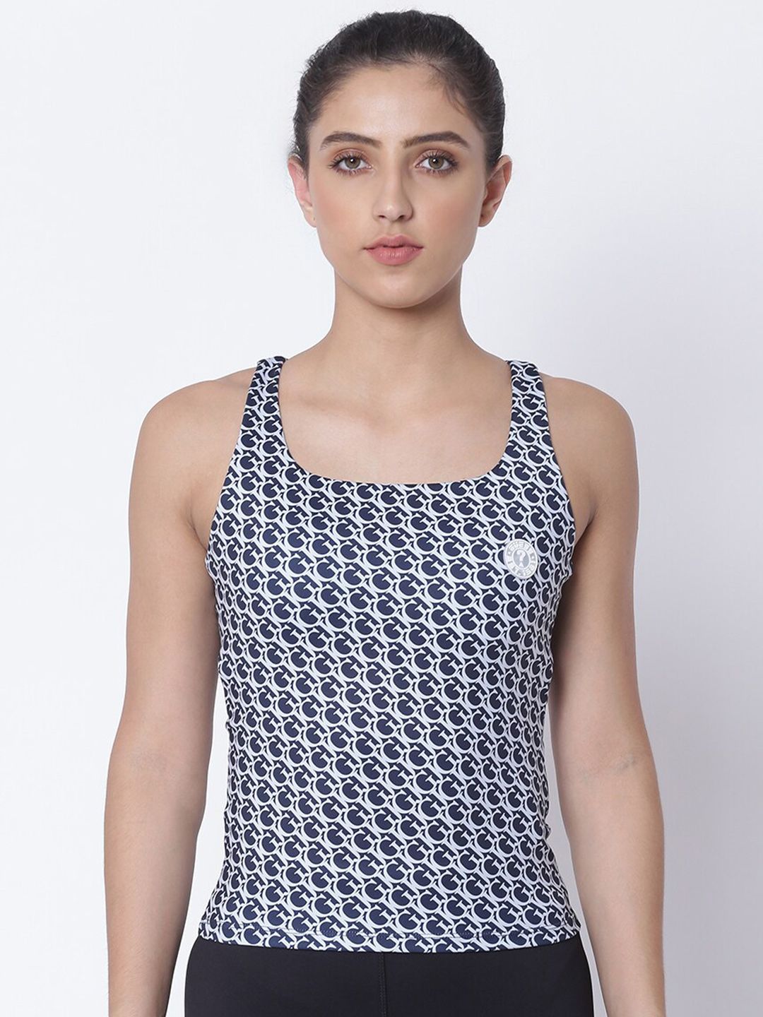 GUESS Blue & White Typography Bra