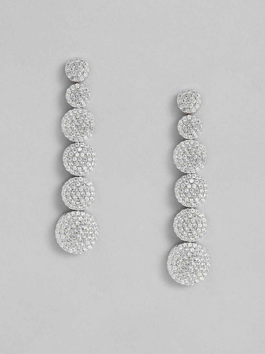 Peora Silver-Plated AD-Studded Drop Earrings Price in India