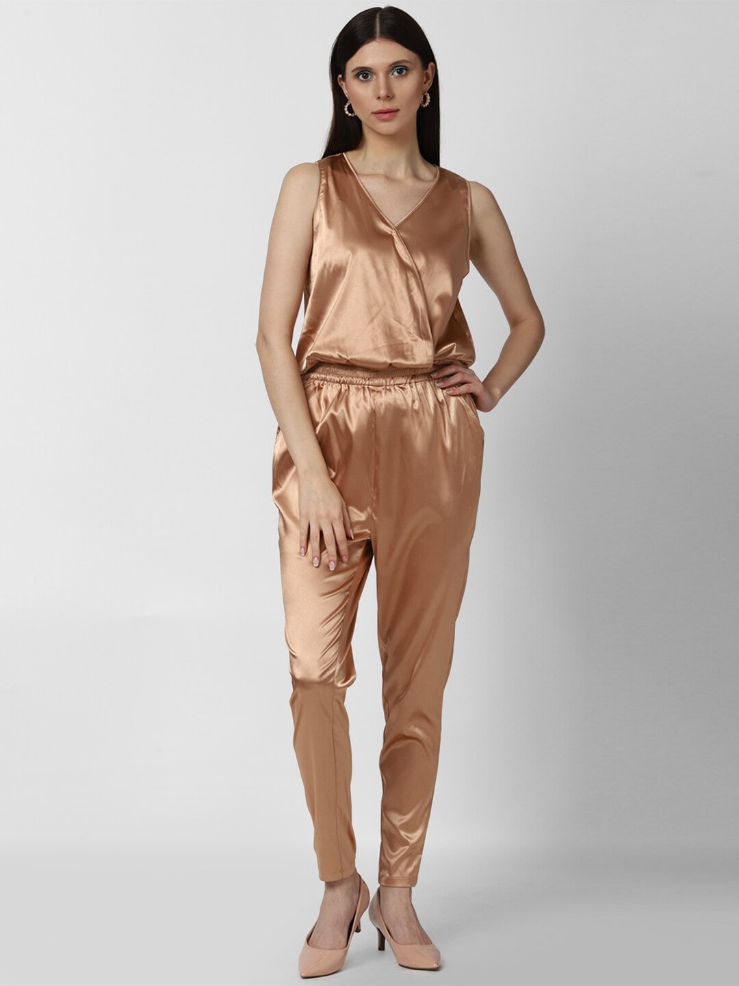 FOREVER 21 Brown Basic Jumpsuit Price in India