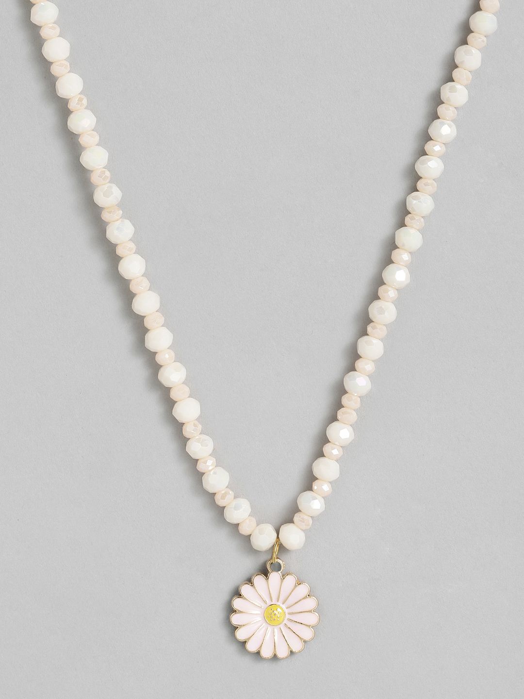 CHINI C Off White Beaded Flower Shaped Beaded Necklace Price in India