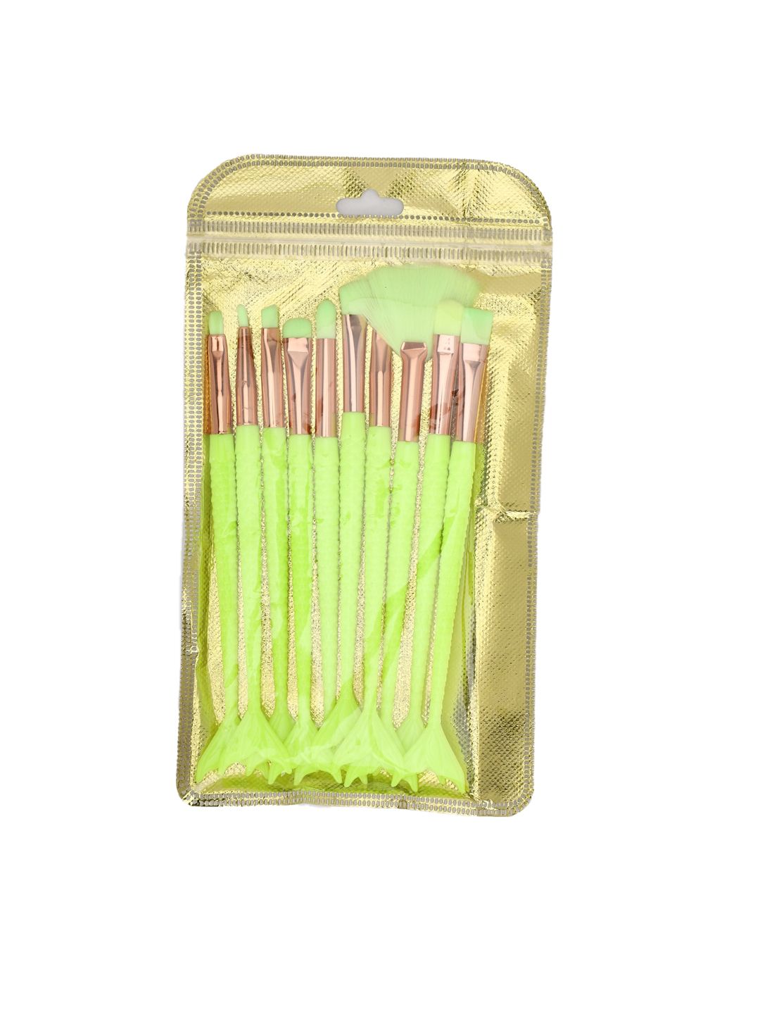 FOREVER 21 Set Of 10 Green Solid Cosmetic Face Brushes Price in India