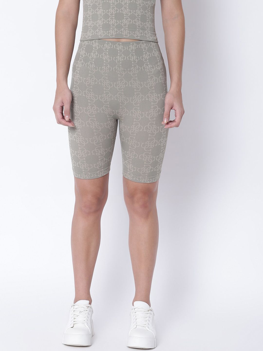 GUESS Women Grey Checked Shorts