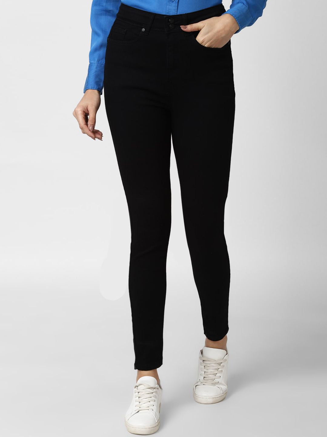 Van Heusen Woman Women Black Slim Fit Crop Jeans Price in India