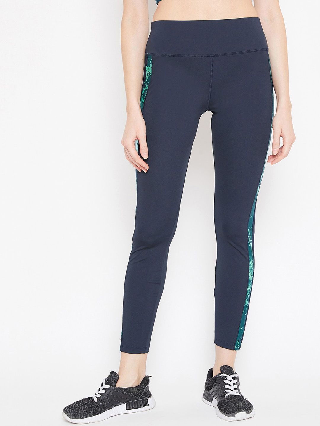 PERFKT-U Women Navy Blue Solid Skinny-Fit Tights Price in India