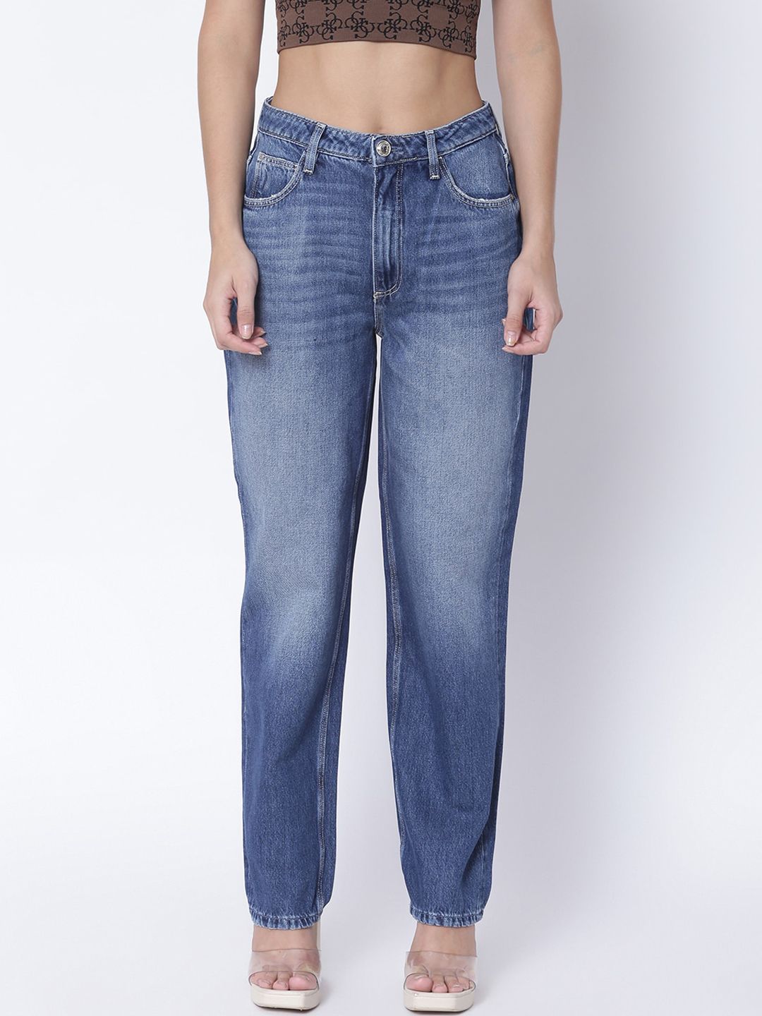 GUESS Women Blue Light Fade Cotton Jeans Price in India