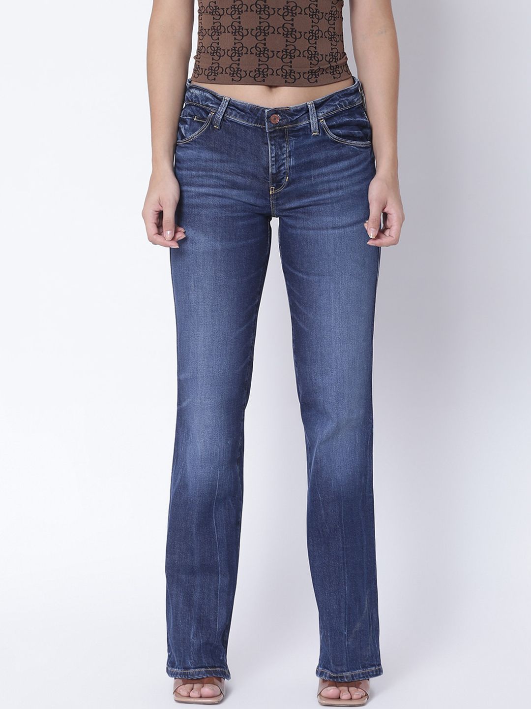 GUESS Women Assorted Low Distress Light Fade Jeans Price in India