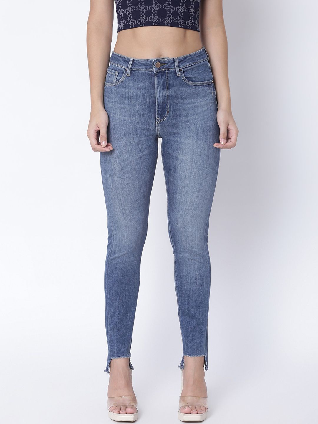 GUESS Women Blue Light Fade Jeans Price in India