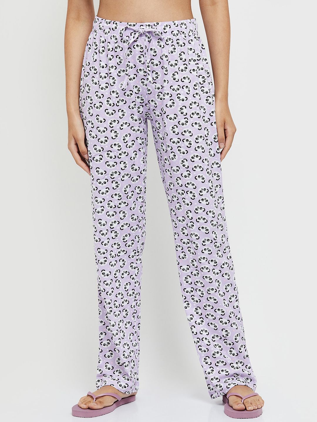 max Women Pink Printed Pure Cotton Lounge Pants Price in India