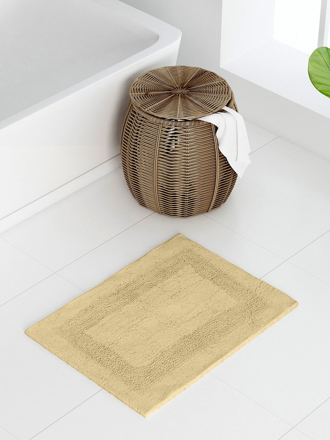 Raymond Home Beige Solid 850 GSM Cotton Bath Mat Price in India