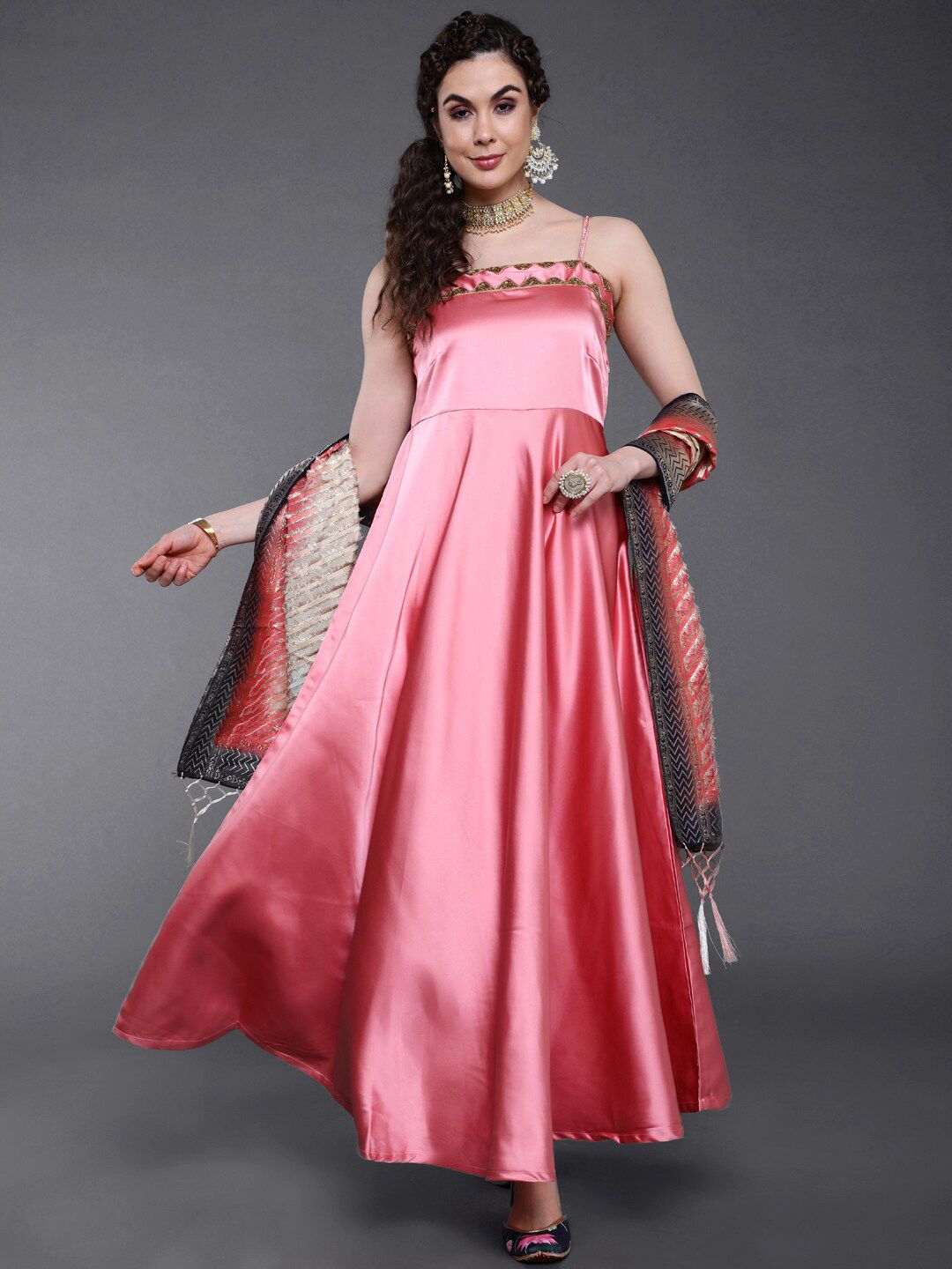 saubhagya Pink Ethnic Maxi Dress Price in India