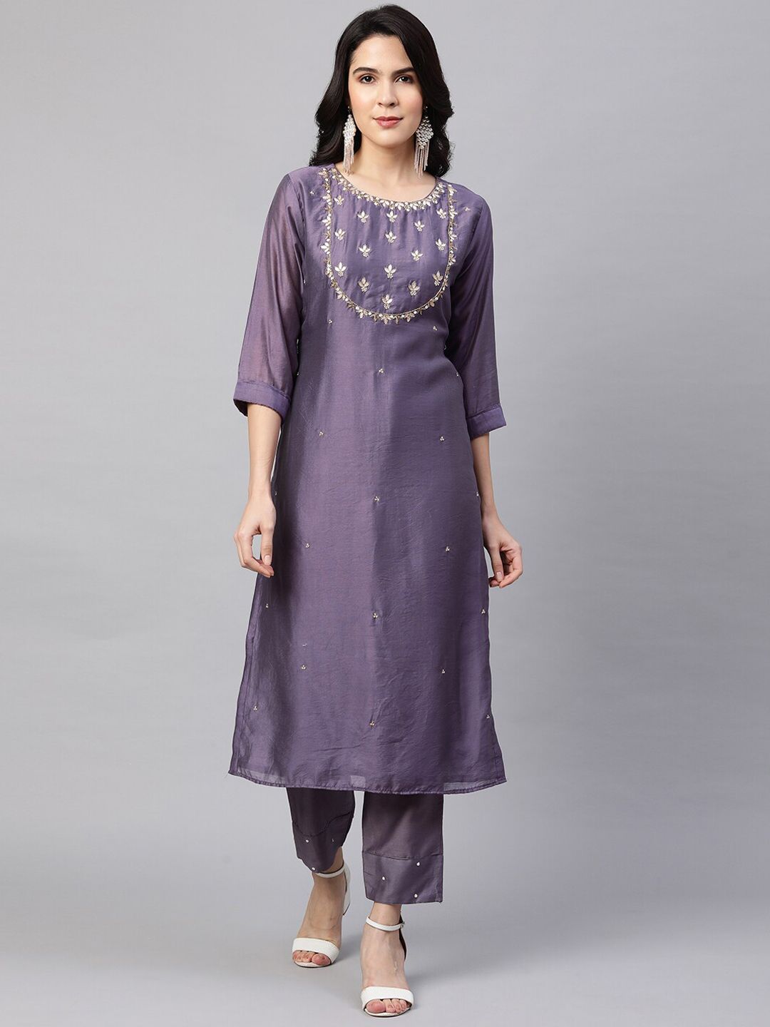 FASHOR Women Purple Gotta Patti Kurta Set Price in India