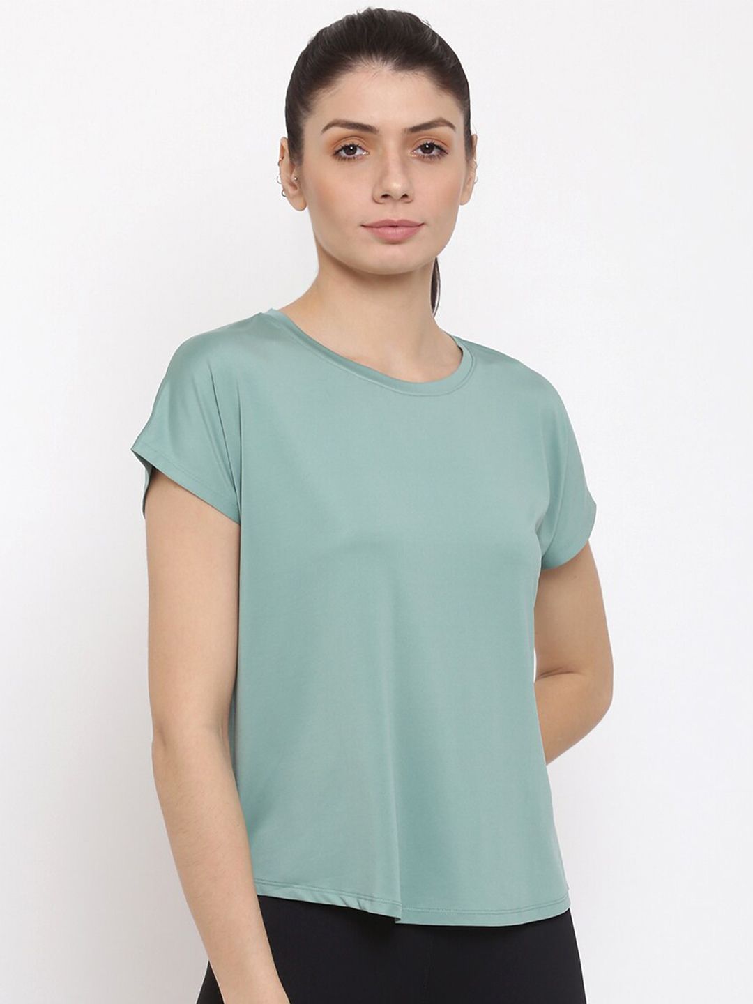 MKH Women Green Extended Sleeves Dri-FIT T-shirt Price in India