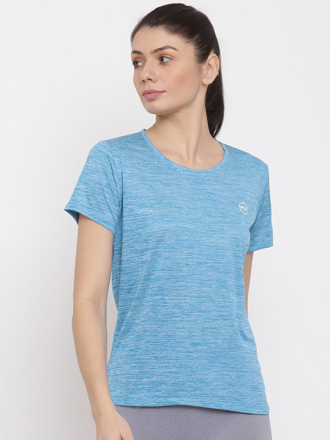 MKH Women Blue Dri-FIT T-shirt Price in India