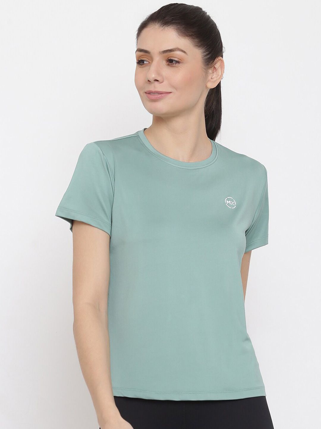 MKH Women Green Solid Dri-FIT T-shirt Price in India