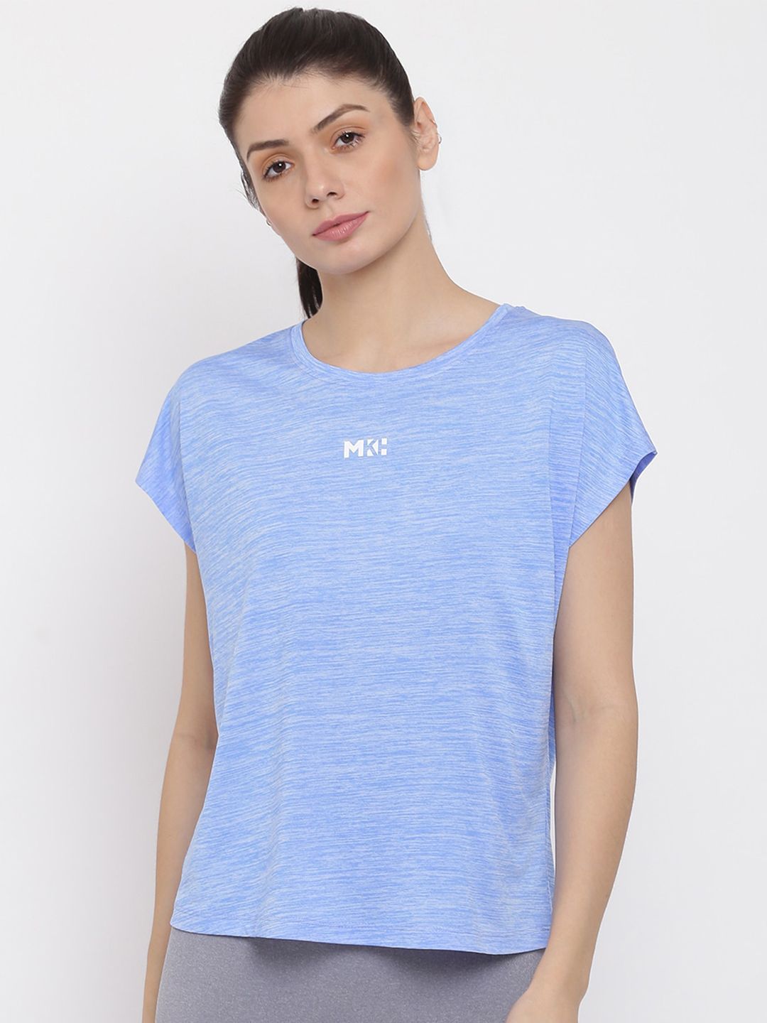 MKH Women Blue Extended Sleeves Dri-FIT T-shirt Price in India