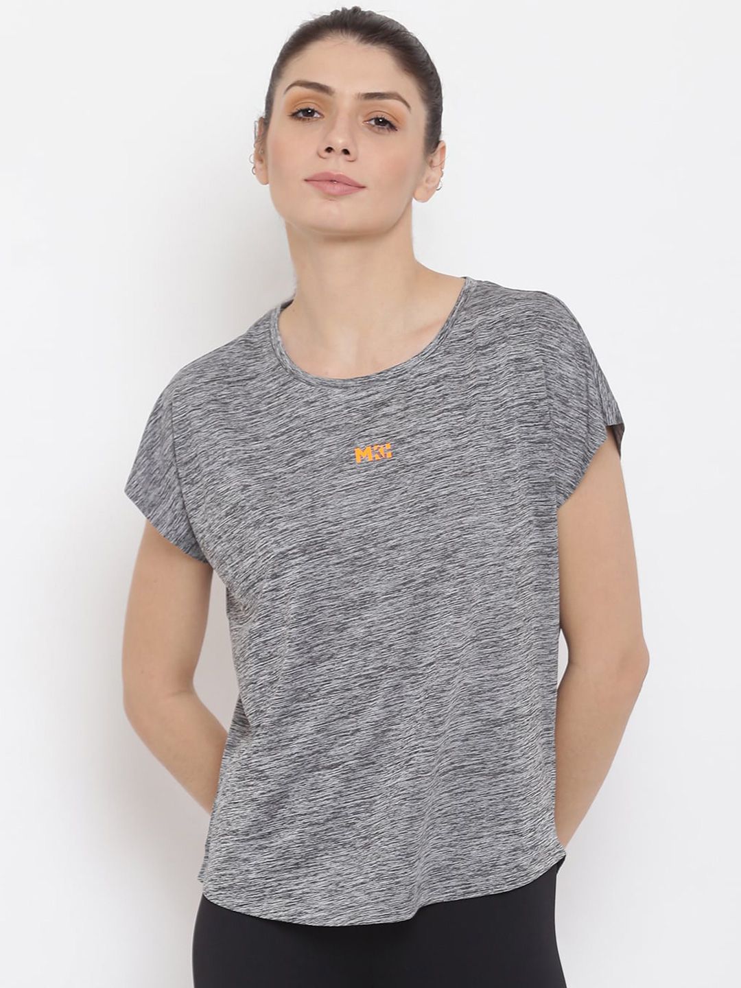 MKH Women Grey Extended Sleeves Dri-FIT T-shirt Price in India