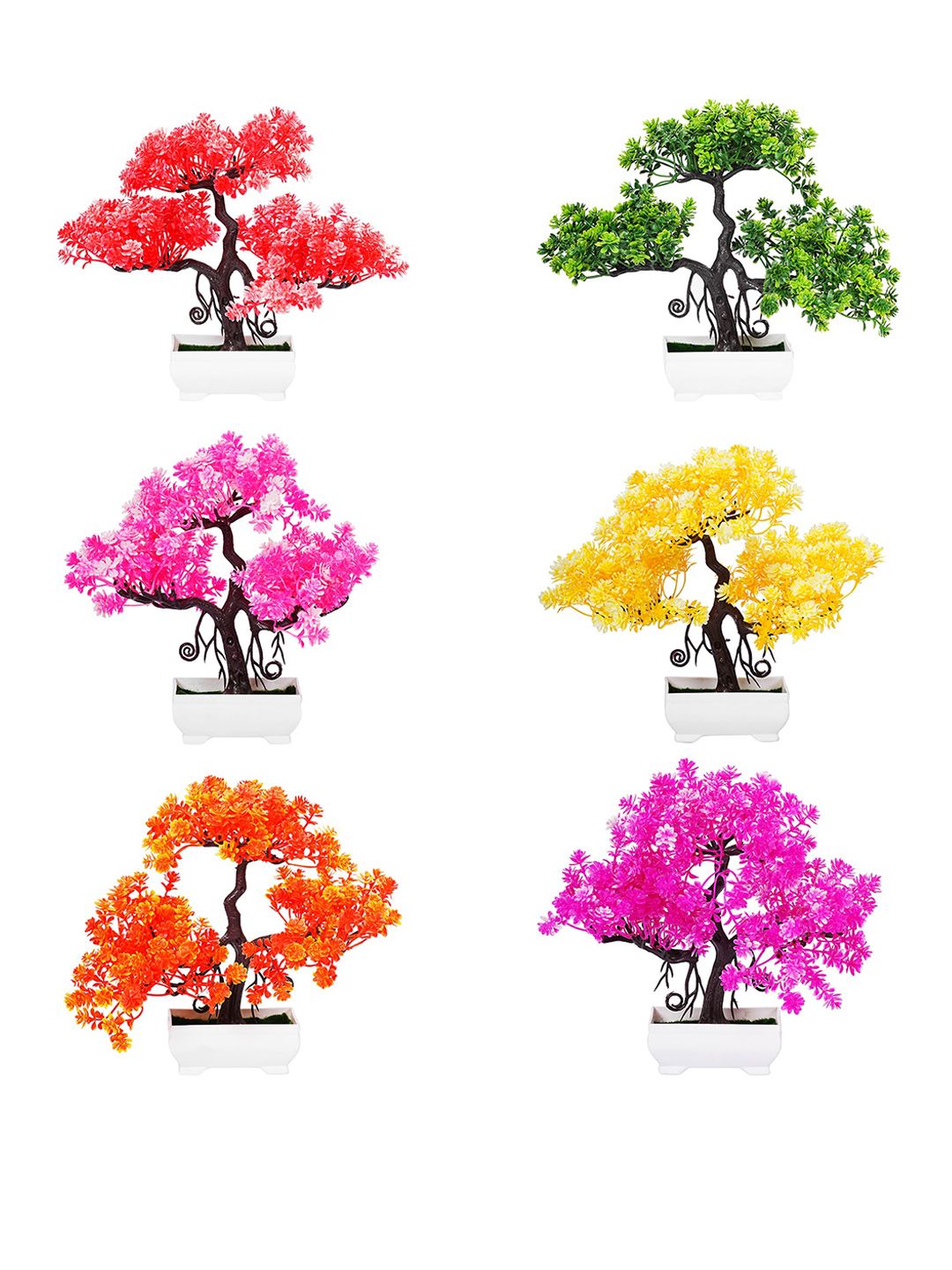 Dekorly Set Of 6 Multicolored Artificial  Plants With Pot Price in India