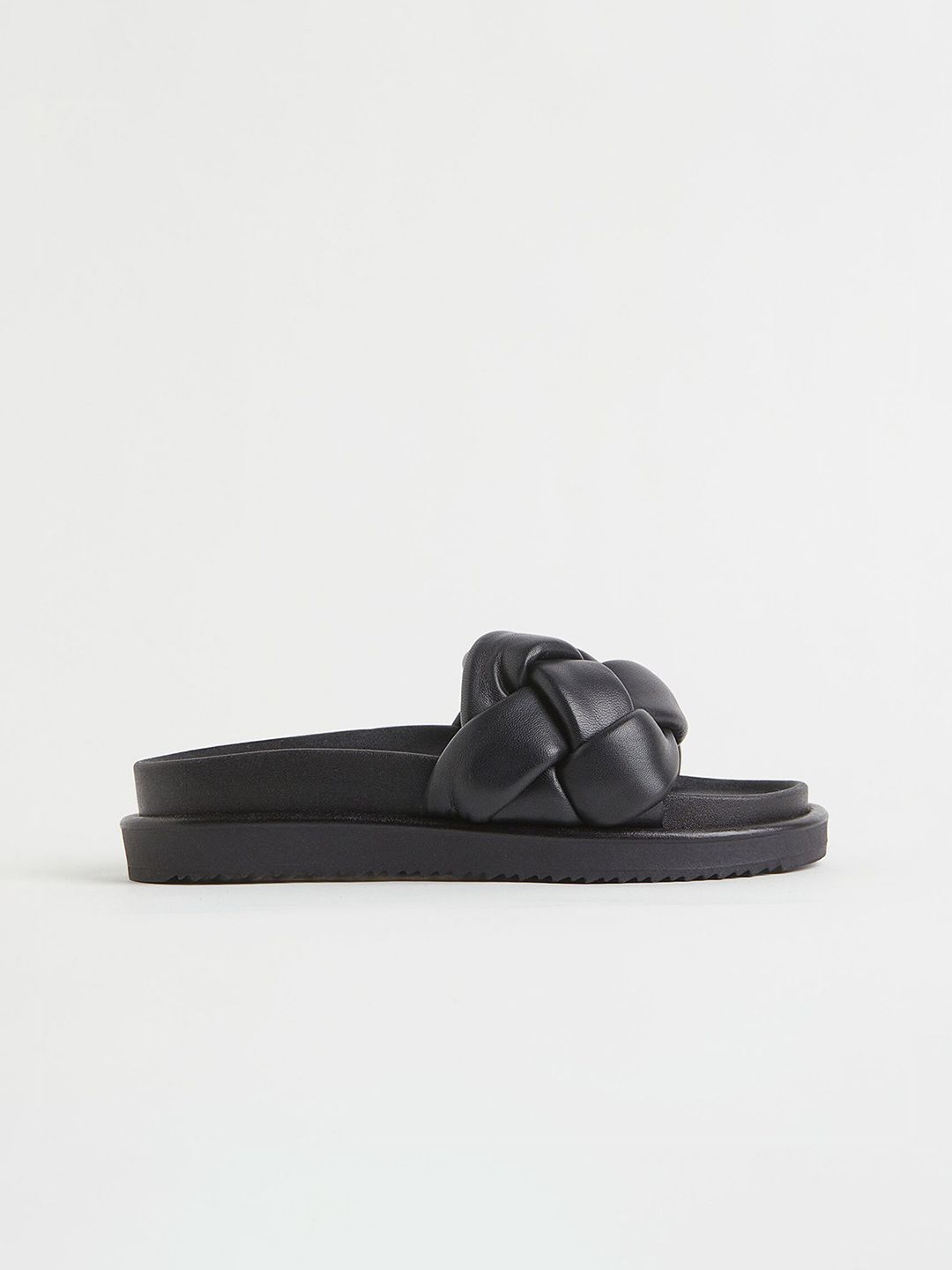 H&M Women Black Leather Slides Price in India