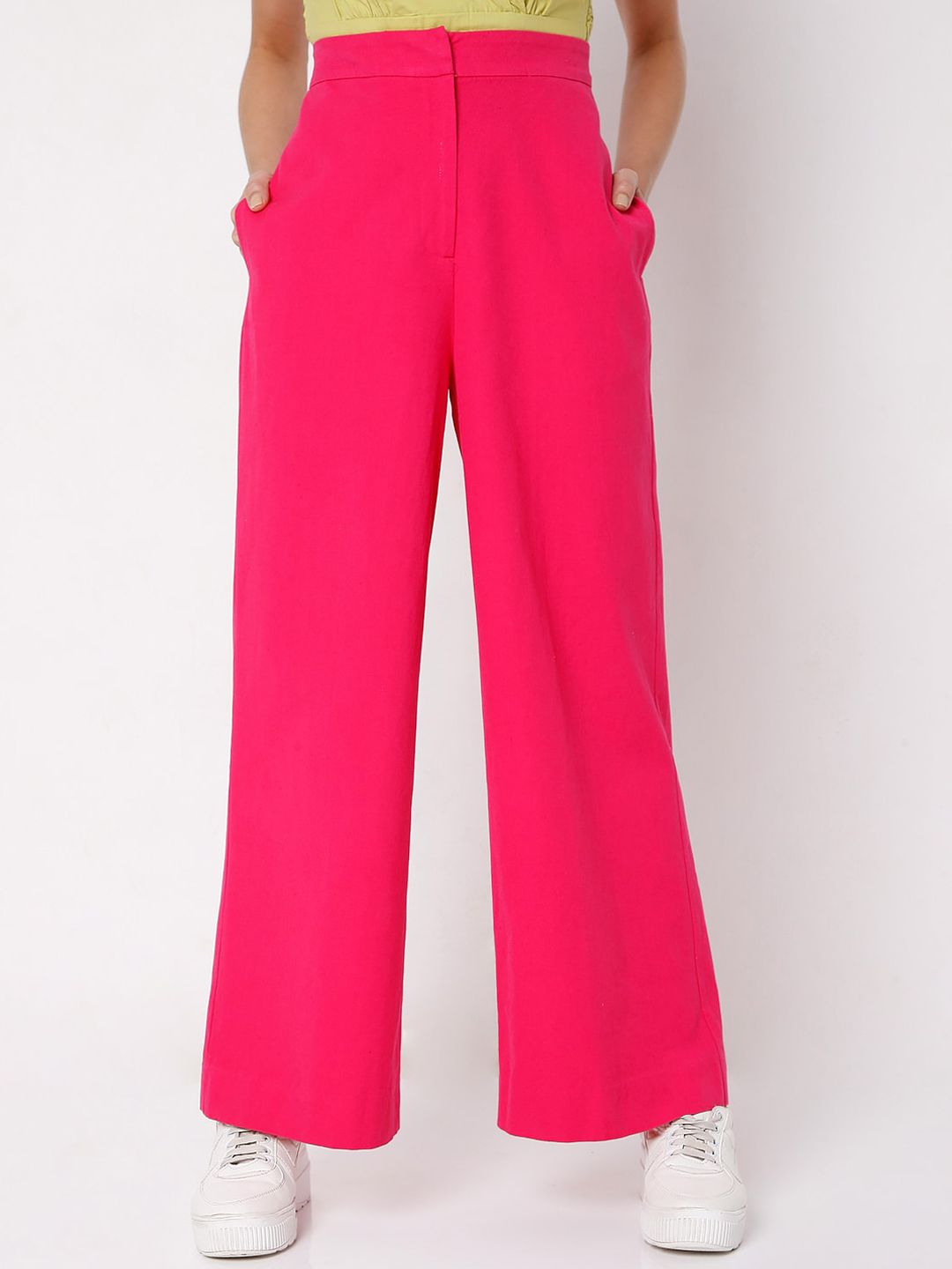 Vero Moda Women Pink Flared High-Rise Joggers Trousers Price in India