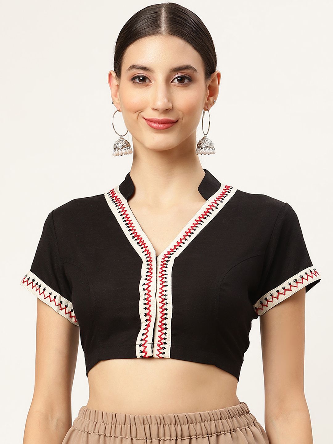 Molcha Black Solid Padded Saree Blouse Price in India