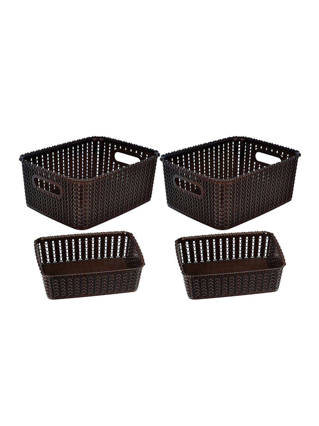 Set of 4 Kuber Industries Brown Multipurpose Plastic Baskets Price in India