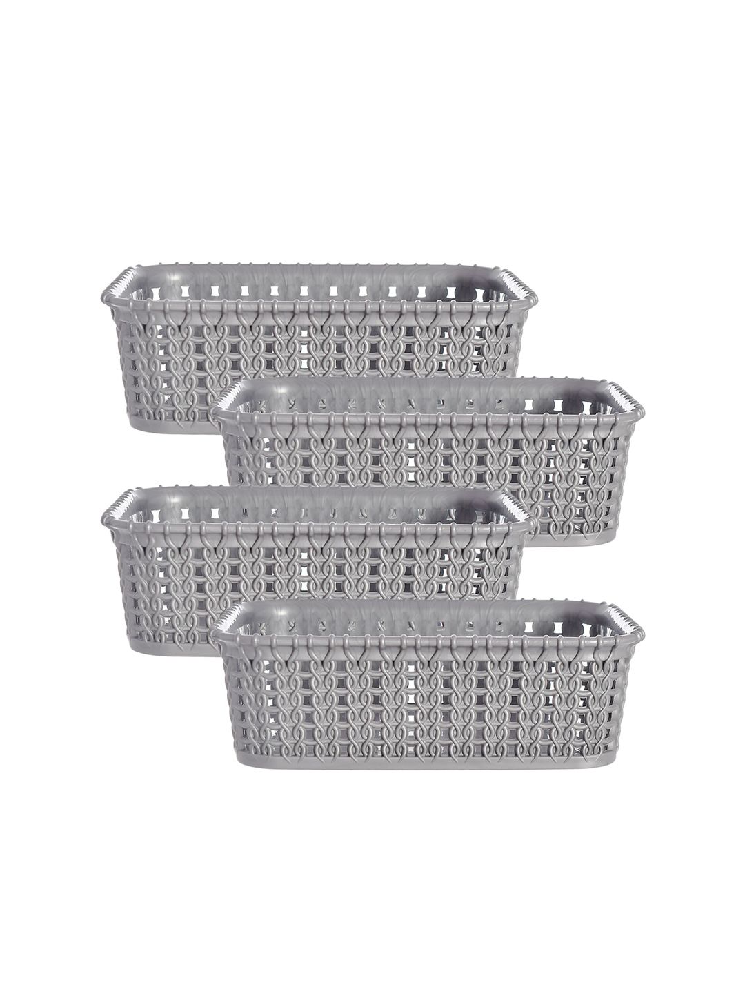 Kuber Industries Pack of 4 Grey Solid Basket Kitchen Storage Price in India