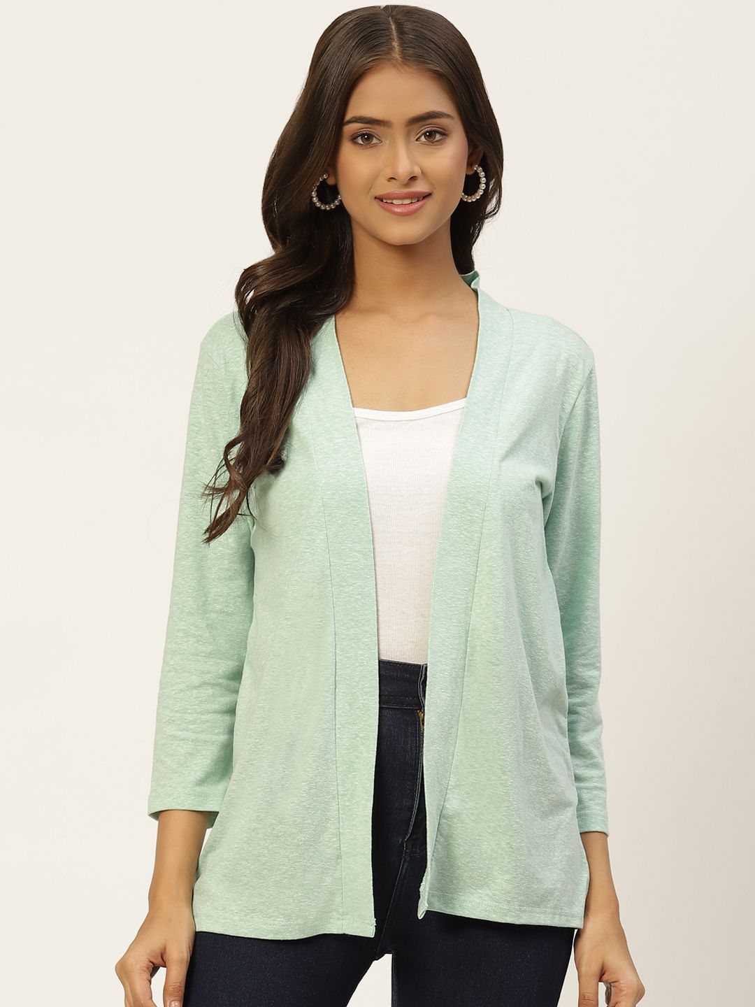 WISSTLER Women Green Solid Pure Cotton Shrug Price in India