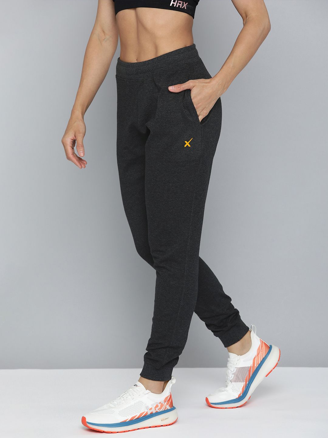 HRX by Hrithik Roshan Women Charcoal Black Solid Joggers Price in India