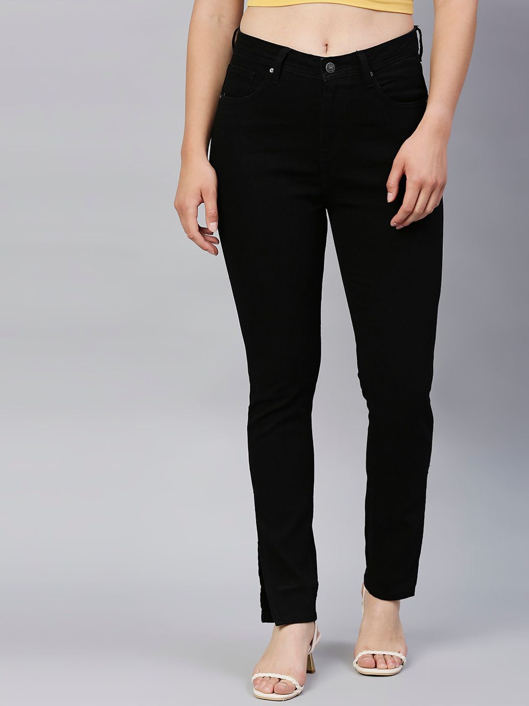 High Star Women Black Slim Fit High-Rise Stretchable Jeans Price in India