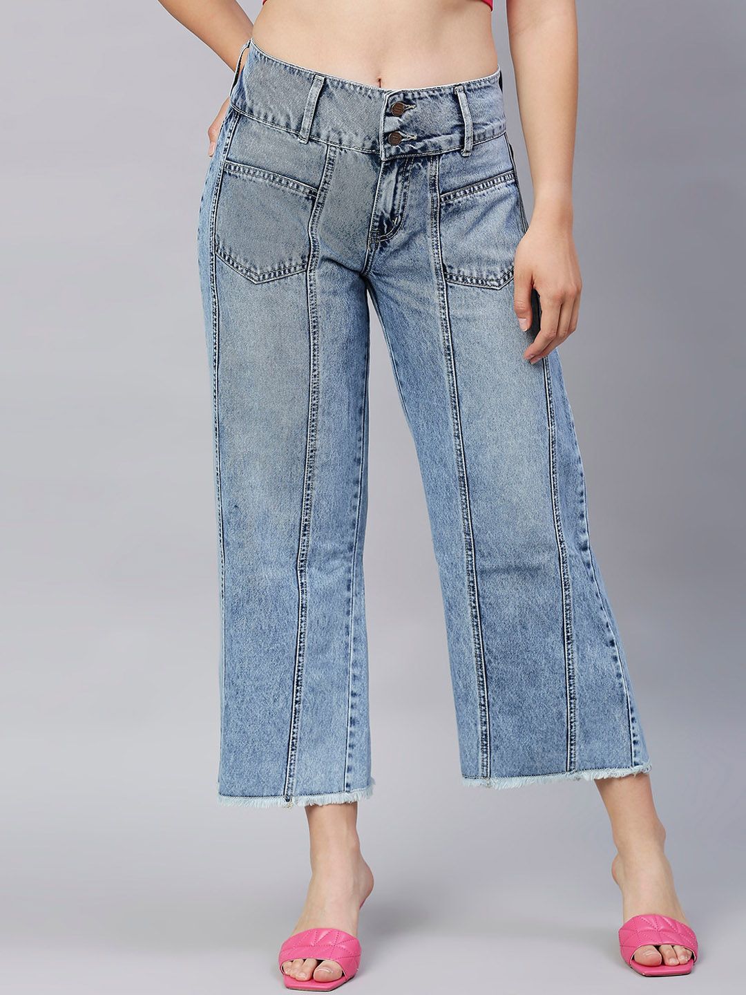 High Star Women Blue Bootcut High-Rise Heavy Fade Jeans Price in India